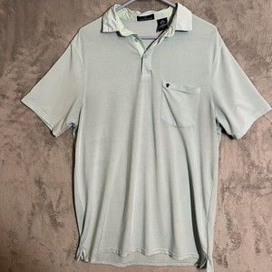 Simply Southern Men’s Large Polo Shirt Teal Striped Short Sleeve‎ Stretch Golf